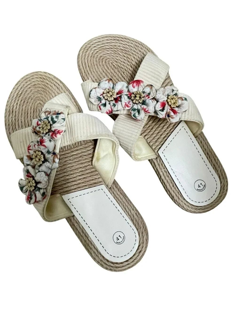 Floral Slide Sandals Women Size 41 Boho Espadrille